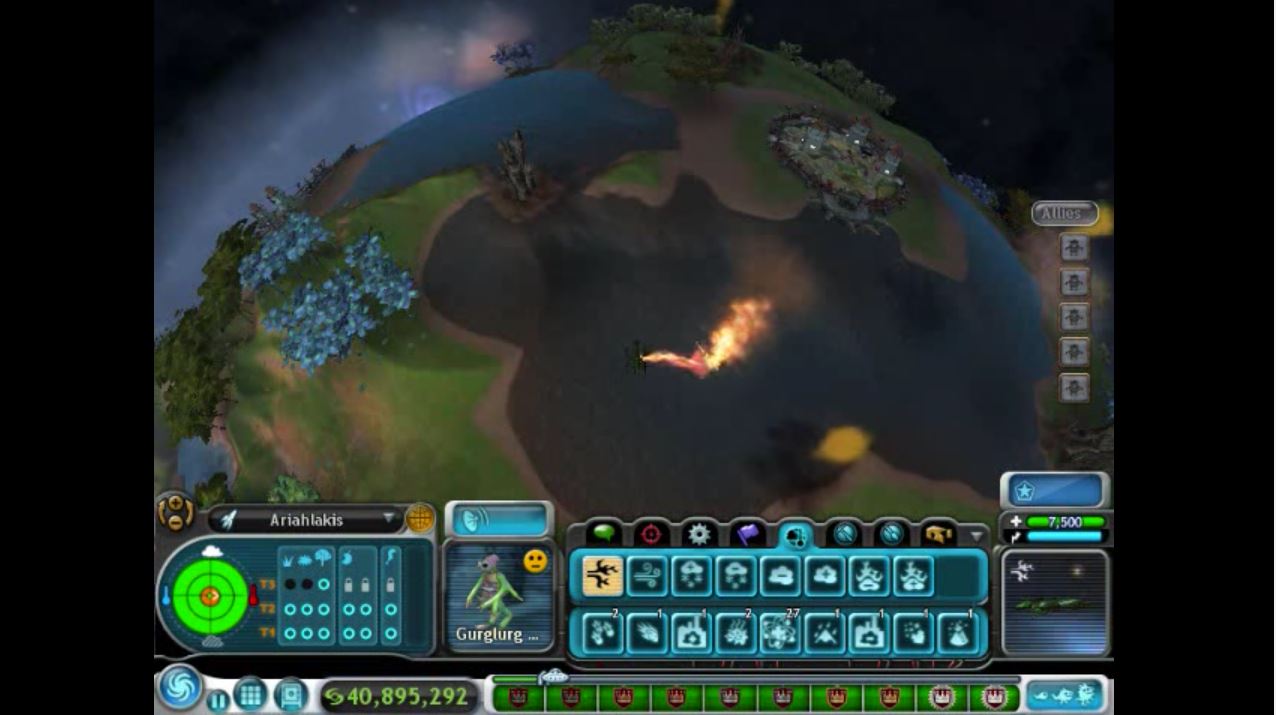 In the mainstream game Spore players can observe the impacts of climate change by using the terraforming mechanics.